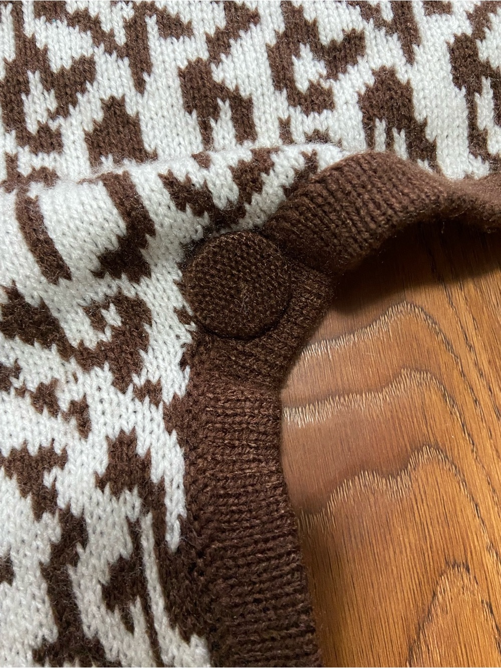 Alpha wool Brown & Cream Knit Button-Front Cape/Cardigan size L/XL - Picture 11 of 11